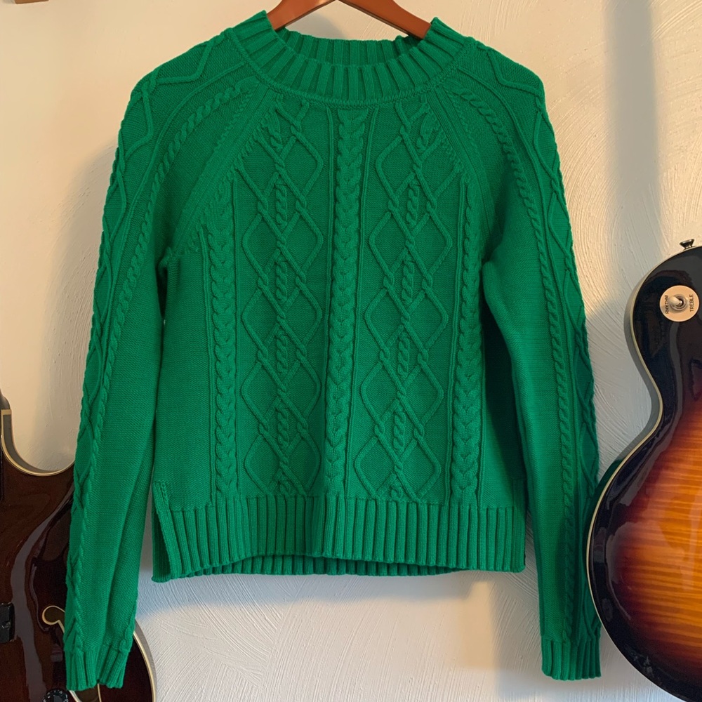 GAP Green Cable Knit Crewneck Sweater